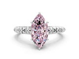 White gold Fancy Pink Marquise  Solitaire Floral Milgrain Engagement Ring_31