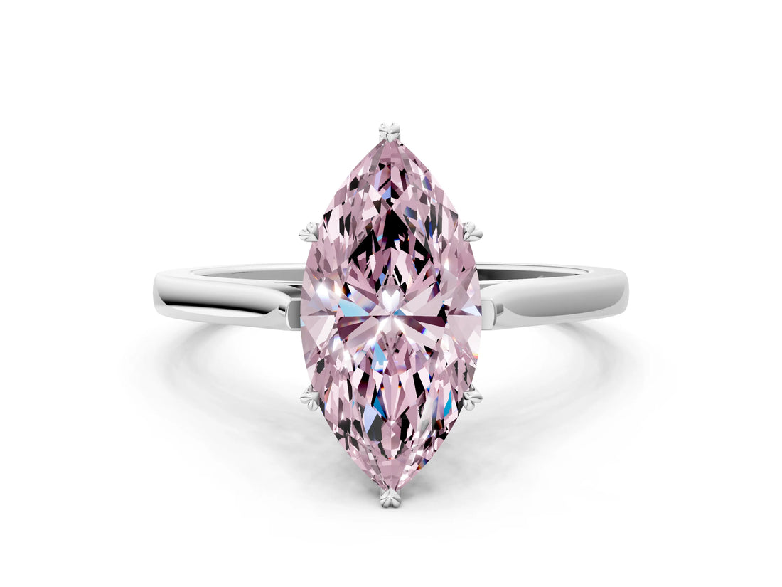 White gold Fancy Pink Marquise  Solitaire Heart Prong Engagement Ring with Tapered Band_55