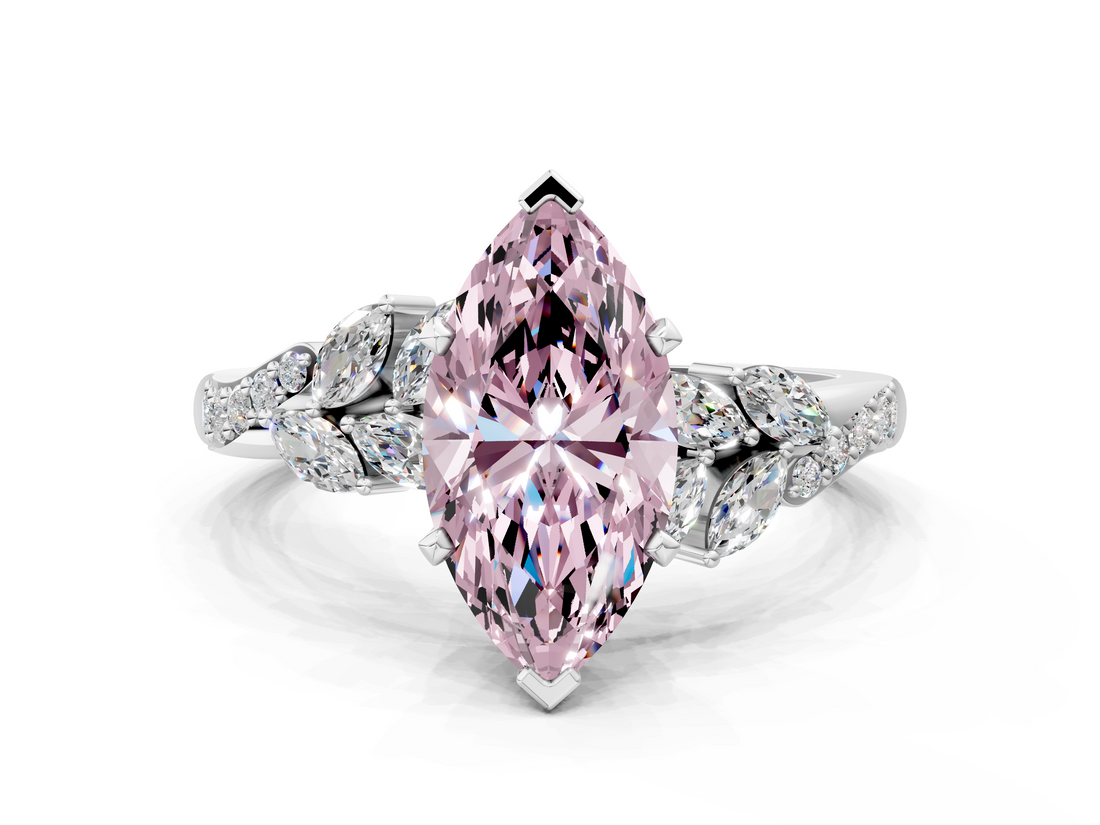 White gold Fancy Pink Marquise  Solitaire Marquise Twist Band with Six-Prong Setting_69