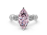 White gold Fancy Pink Marquise  Solitaire Milgrain Diamond Engagement Ring with Bezel and Marquise Band_125