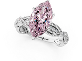 White gold Fancy Pink Marquise  Solitaire Milgrain Diamond Engagement Ring with Bezel and Marquise Band_126
