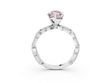 White gold Fancy Pink Marquise  Solitaire Milgrain Diamond Engagement Ring with Bezel and Marquise Band_134
