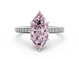 White gold Fancy Pink Marquise  Solitaire Pavé Band Prong Setting Ring_20