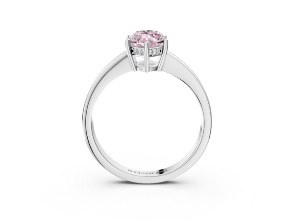 White gold Fancy Pink Marquise  Solitaire Pavé Band Prong Setting Ring