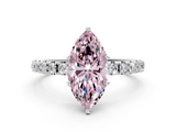 White gold Fancy Pink Marquise  Solitaire Pavé Band with Four-Prong Setting_169