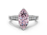 White gold Fancy Pink Marquise  Solitaire Pavé Diamond Milgrain Engagement Ring with Four-Prong Setting_3