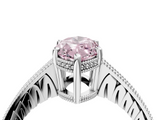 White gold Fancy Pink Marquise  Solitaire Pavé Diamond Milgrain Engagement Ring with Four-Prong Setting_7
