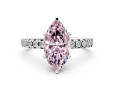 White gold Fancy Pink Marquise  Solitaire Pave Diamond Engagement Ring with Four-Prong Setting_363