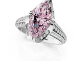 White gold Fancy Pink Marquise  Solitaire Pave Split Shank Ring with Four-Prong Setting_106