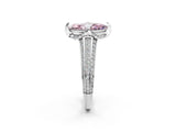 White gold Fancy Pink Marquise  Solitaire Pave Split Shank Ring with Four-Prong Setting_107