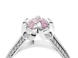 White gold Fancy Pink Marquise  Solitaire Pave Split Shank Ring with Four-Prong Setting_109