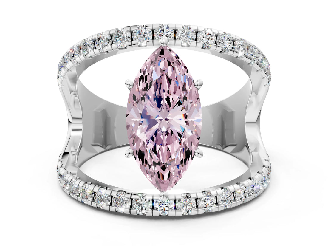 White gold Fancy Pink Marquise  Solitaire Split Shank Pave Diamond Ring_49
