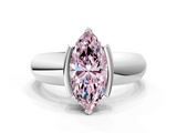 White gold Fancy Pink Marquise  Solitaire Tension Set Diamond Ring with Wide Band_20