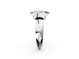 White gold Fancy Pink Marquise  Solitaire Tension Set Diamond Ring with Wide Band_22