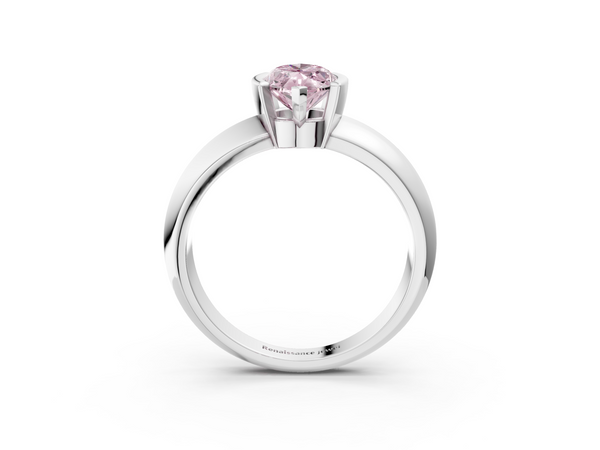 White gold Fancy Pink Marquise  Solitaire Tension Set Diamond Ring with Wide Band