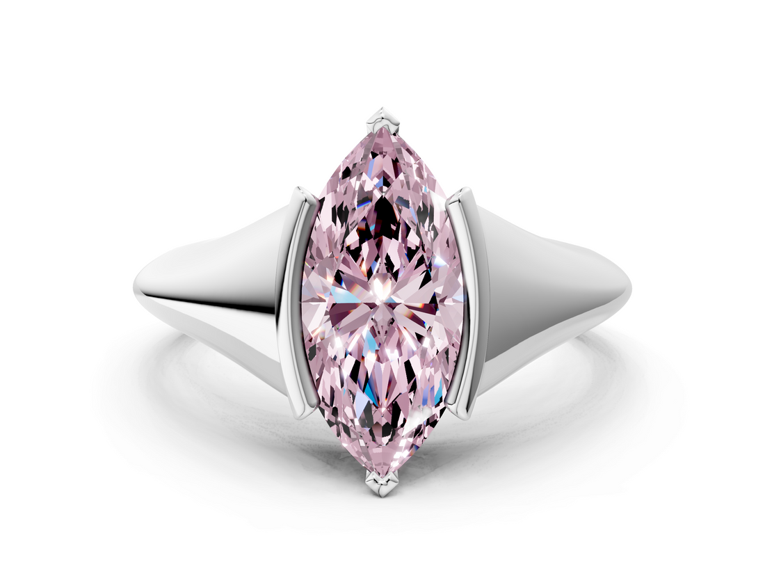 White gold Fancy Pink Marquise  Solitaire Tension Set Diamond Ring_21