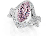 White gold Fancy Pink Marquise  Solitaire Twist Band Pavé Diamond Engagement Ring_56