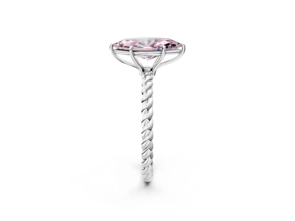 White gold Fancy Pink Marquise  Solitaire Twist Band Ring with Four-Prong Setting