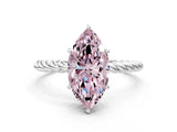 White gold Fancy Pink Marquise  Solitaire Twist Band Ring with Four-Prong Setting_164
