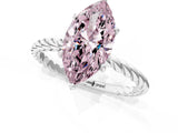 White gold Fancy Pink Marquise  Solitaire Twist Band Ring with Four-Prong Setting_165