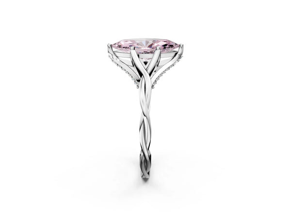 White gold Fancy Pink Marquise  Solitaire Twist Band Six-Prong Setting