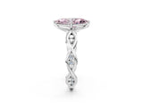 White gold Fancy Pink Marquise  Solitaire Twist Band with Leaf Prong Setting 2