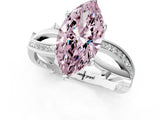 White gold Fancy Pink Marquise  Solitaire Twist Band with Pavé Accents and Four-Prong Setting_45