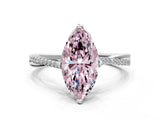 White gold Fancy Pink Marquise  Solitaire Twist Band with Pavé Diamonds and Four-Prong Setting_81