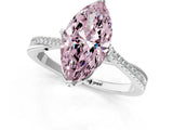 White gold Fancy Pink Marquise  Solitaire Twist Band with Pavé Diamonds and Four-Prong Setting_82