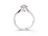 White gold Fancy Pink Marquise  Solitaire Twist Band with Pavé Diamonds and Four-Prong Setting_84