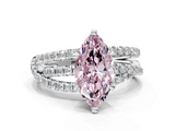 White gold Fancy Pink Marquise  Solitaire Twist Band with Pavé Setting and Four-Prong Setting_107