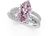 White gold Fancy Pink Marquise  Solitaire Twist Band with Pavé Setting and Four-Prong Setting_113
