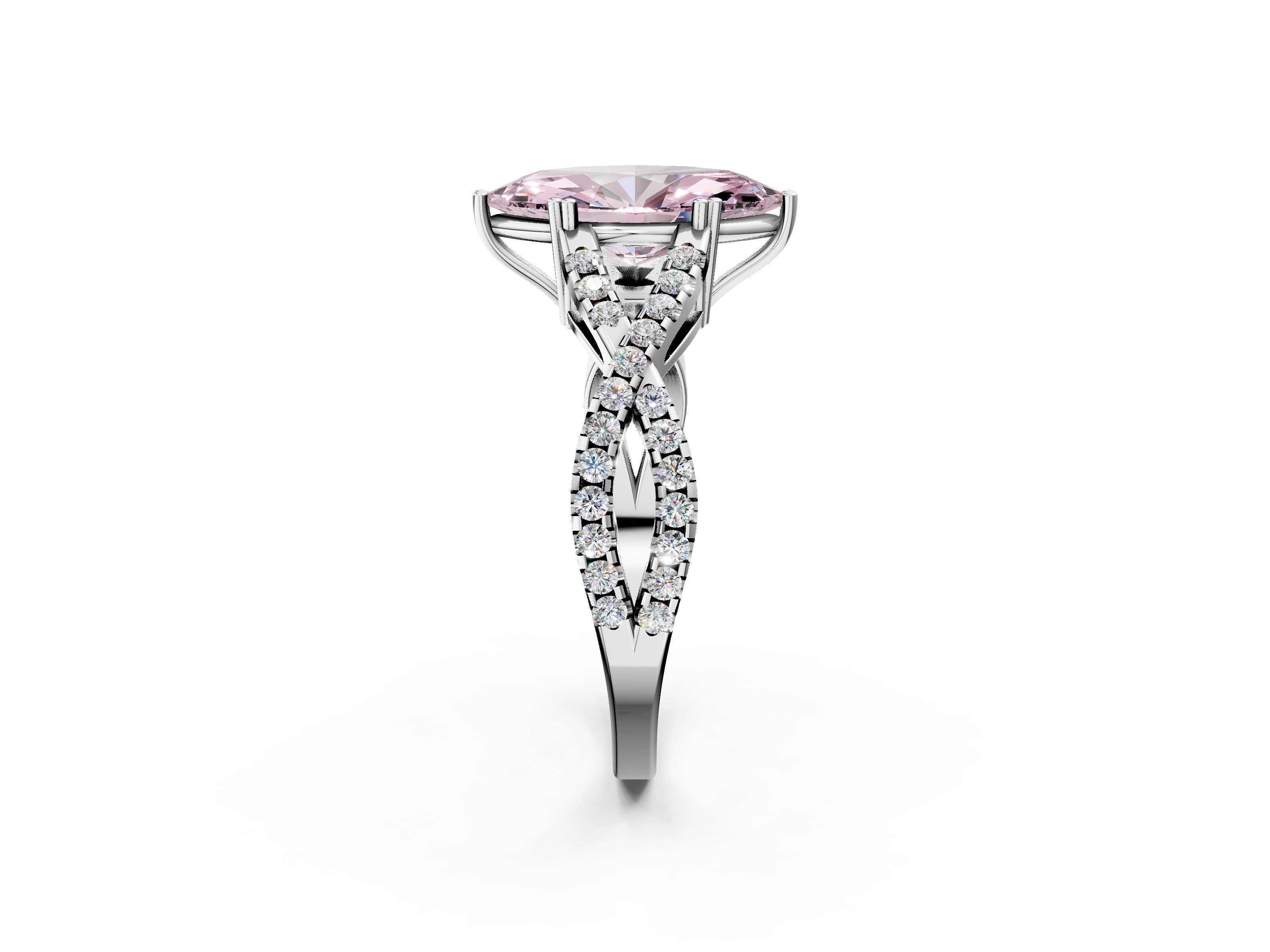 White gold Fancy Pink Marquise  Solitaire Twist Band with Pavé Setting and Four-Prong Setting_19