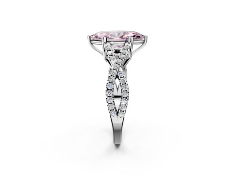 White gold Fancy Pink Marquise  Solitaire Twist Band with Pavé Setting and Four-Prong Setting_19