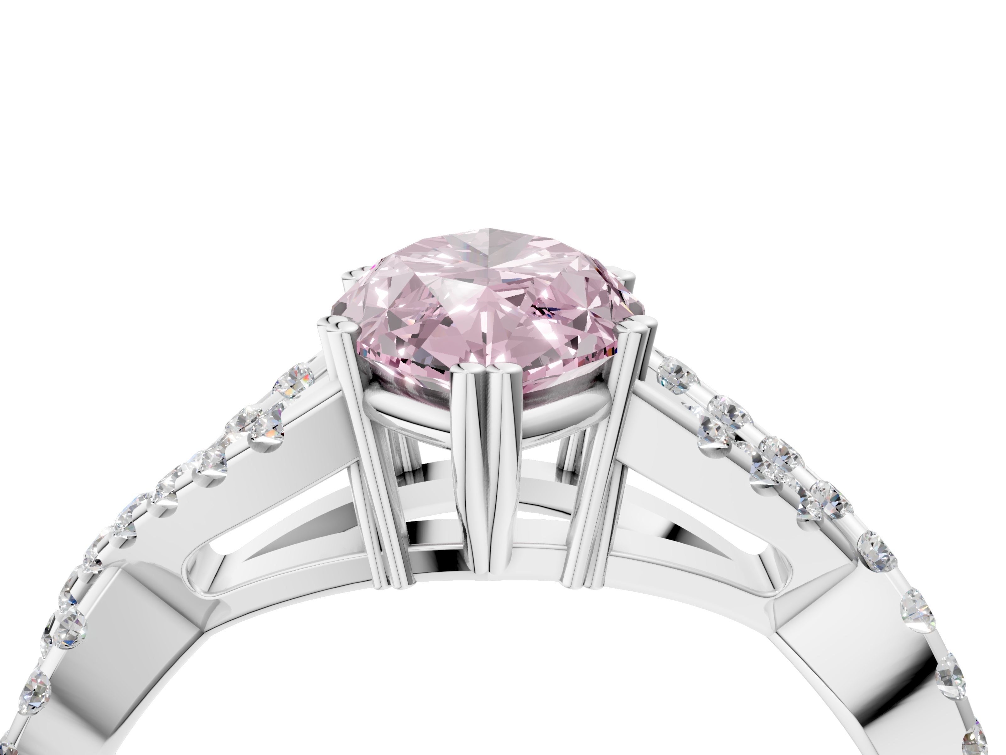 White gold Fancy Pink Marquise  Solitaire Twist Band with Pavé Setting and Four-Prong Setting_21