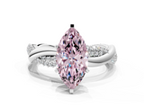White gold Fancy Pink Marquise  Solitaire Twist Band with Pave Prong Setting_75