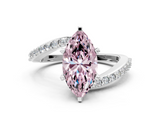 White gold Fancy Pink Marquise  Solitaire Twist Band with Pave Set Diamonds and Four-Prong Setting_91