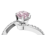White gold Fancy Pink Marquise  Solitaire Twist Band with Pave Set Diamonds and Four-Prong Setting_95