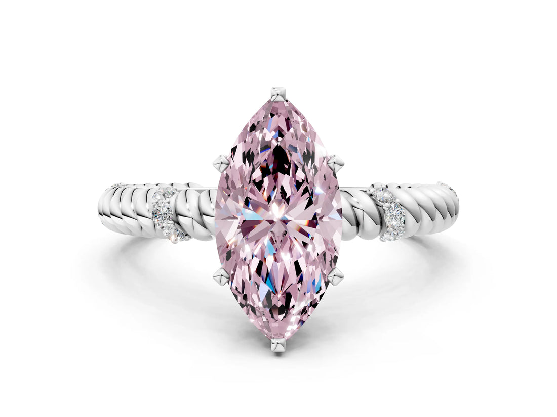 White gold Fancy Pink Marquise  Solitaire Twisted Band Prong Set Engagement Ring_61