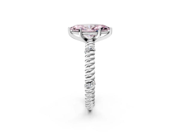 White gold Fancy Pink Marquise  Solitaire Twisted Band Prong Set Engagement Ring