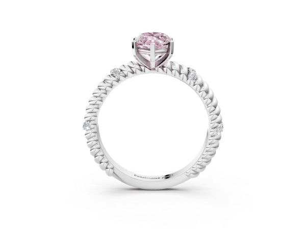 White gold Fancy Pink Marquise  Solitaire Twisted Band Prong Set Engagement Ring