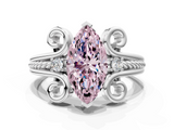 White gold Fancy Pink Marquise  Solitaire Twisted Band Scroll Prong Ring_32