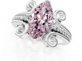 White gold Fancy Pink Marquise  Solitaire Twisted Band Scroll Prong Ring_33