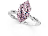 White gold Fancy Pink Marquise  Solitaire Twisted Band with Bead Prong Setting_273