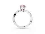 White gold Fancy Pink Marquise  Solitaire Twisted Band with Bead Prong Setting_275