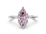 White gold Fancy Pink Marquise  Solitaire Twisted Band with Bead Prong Setting_279