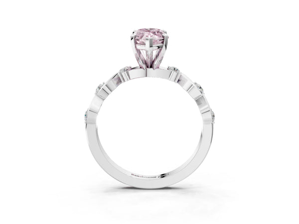White gold Fancy Pink Marquise  Solitaire Twisted Band with Prong Setting
