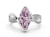 White gold Fancy Pink Marquise  Solitaire Twisted Band with Prong Setting_3