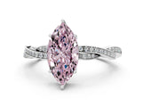 White gold Fancy Pink Marquise  Solitaire Twisted Pave Diamond Ring with Four-Prong Setting_12