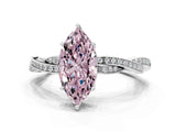 White gold Fancy Pink Marquise  Solitaire Twisted Pave Diamond Ring with Four-Prong Setting_169